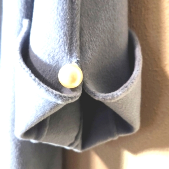 Anna & Chris Wool Blend Trench Pea Coat Chambray Blue Size Small - Picture 10 of 11